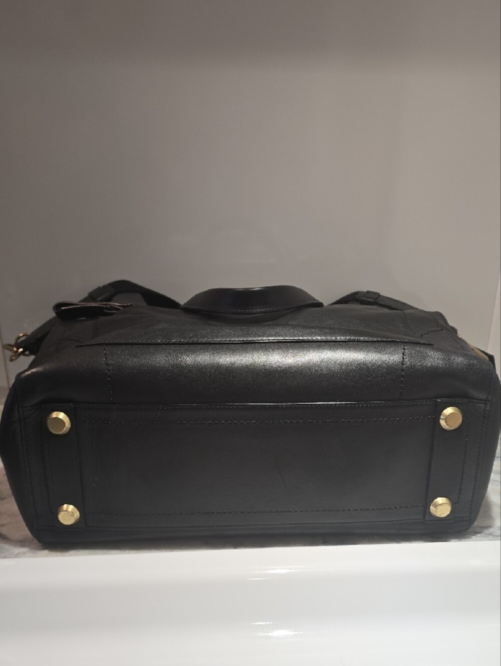 Reed Krakoff Large Black Leather Shoulder Tote with Gold Hardware - Picture 13 of 16